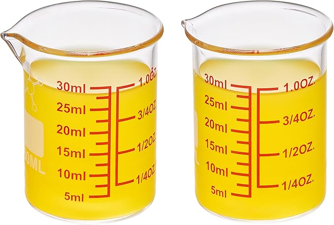 High Borosilicate Glass Measuring Cup-V-Shaped Spout，Glass Measuring Beaker for Kitchen or Restaurant, Easy to Read, 30 ML (1 Oz)-Pack of 2 - Image 7