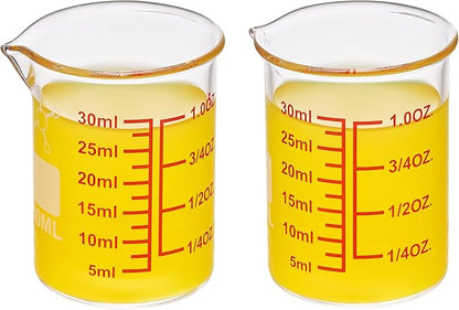 High Borosilicate Glass Measuring Cup-V-Shaped Spout，Glass Measuring Beaker for Kitchen or Restaurant, Easy to Read, 30 ML (1 Oz)-Pack of 2 - Image 7