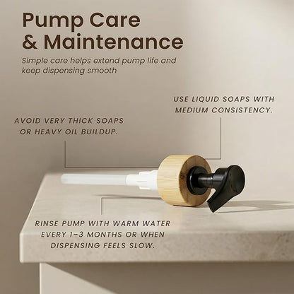 MaisoNovo Glass Dish Soap Dispenser for Kitchen Set of 2-16.9oz Amber Dish and Hand Soap Dispenser Set for Kitchen - Amber Glass Bottles x 2 with Black Bamboo Pumps & Tray