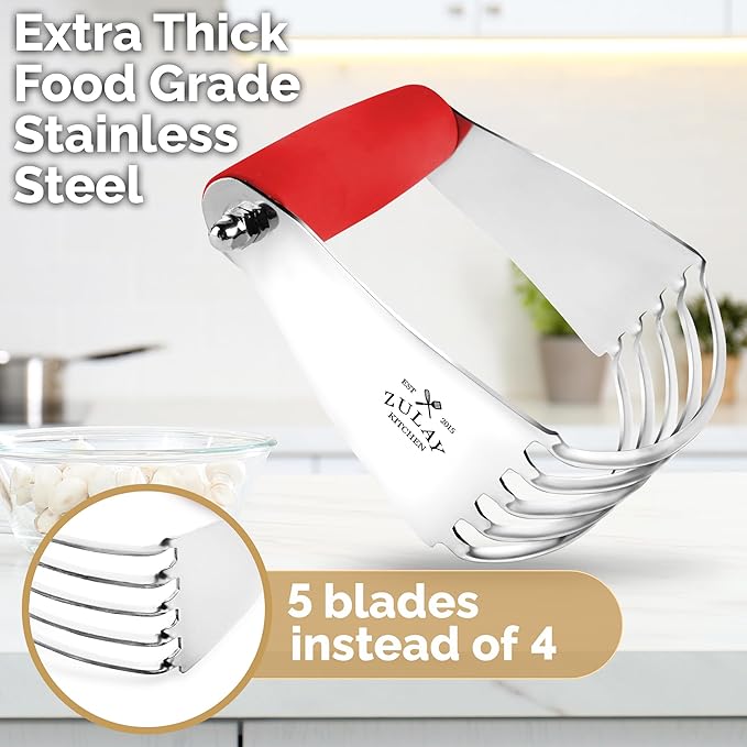 Zulay Kitchen Dough Blender Top Professional - Stainless Steel Pastry Cutter, Heavy Duty Dough Cutter With Blades, Pastry Blender And Butter Cutter - Pastry Cutter For Baking (Red) - Image 5