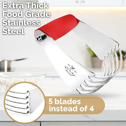 Zulay Kitchen Dough Blender Top Professional - Stainless Steel Pastry Cutter, Heavy Duty Dough Cutter With Blades, Pastry Blender And Butter Cutter - Pastry Cutter For Baking (Red) - Image 5