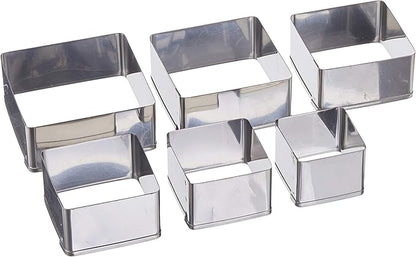 Ateco Plain Edge Square Cutters in Graduated Sizes, Stainless Steel, 6 Pc Set