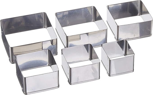 Ateco Plain Edge Square Cutters in Graduated Sizes, Stainless Steel, 6 Pc Set
