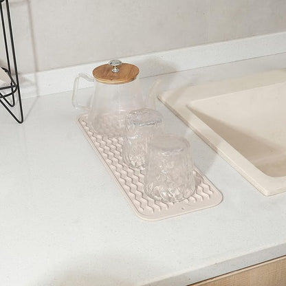 MicoYang Silicone Dish Drying Mat for Multiple Usage,Easy clean,Eco-friendly,Heat-resistant Silicone Mat for Kitchen Counter,Sink,Bar,Bottle,or Cup Tapioca M 17 inches x 6 inches - Image 5