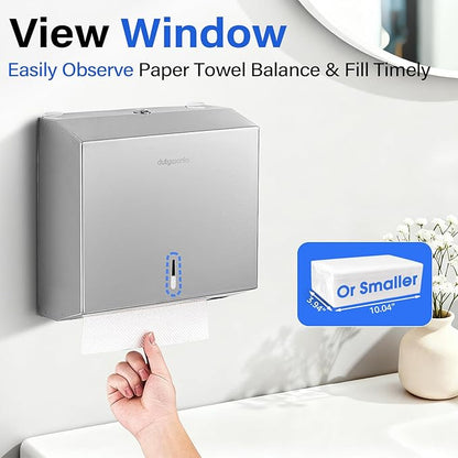Commercial Paper Towel Dispenser Wall Mount, Stainless Steel C-Fold Multifold Trifold Holder with Lock, Large Capacity Hand Towel Tissue Dispenser for Bathroom Kitchen Restaurant Office