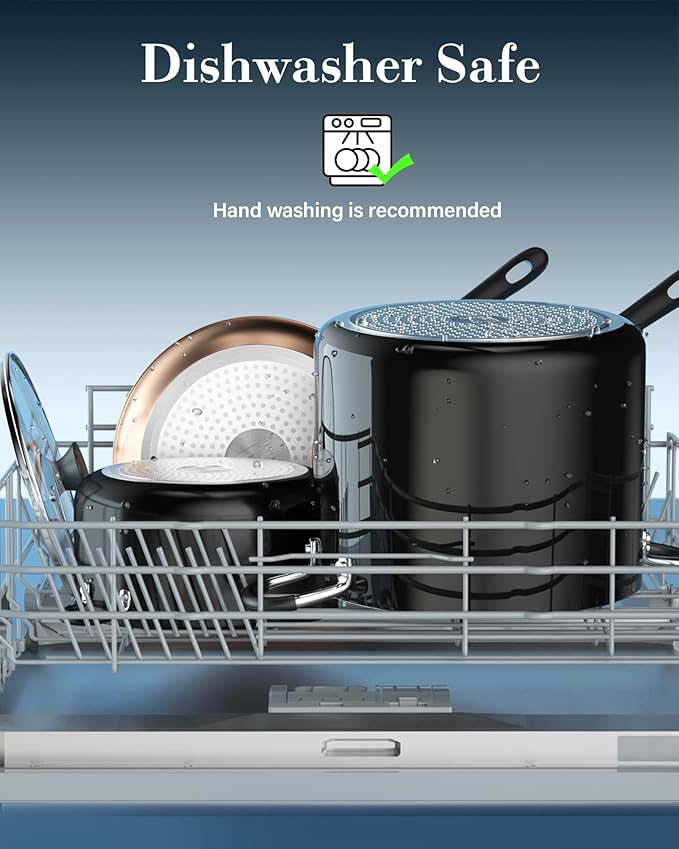 Cook N Home Nonstick Stockpot with Lid 10.5-Qt, Deep Cooking Pot Cookware Canning Stock Pot with Glass Lid, Black - Image 7