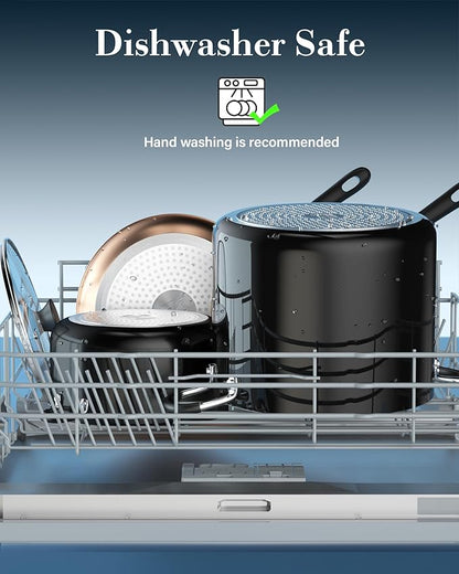 Cook N Home Nonstick Stockpot with Lid 10.5-Qt, Deep Cooking Pot Cookware Canning Stock Pot with Glass Lid, Black - Image 7