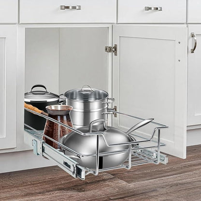 Pull Out Cabinet Organizer 15" W X 22" D, Slide Out Drawers For Kitchen Organizers and Storage, Pull Out Drawers For Cabinets Capacity Heavy Duty Caddy, Cabinet Shelves Chrome-Plated, Bathroom Pantry - Image 9