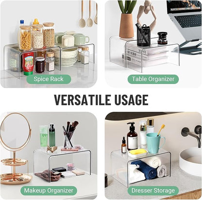 Clear Spice Rack Shelves, Pantry Organizers and Storage Set of 4, Display Shelf Organizer, Room Bathroom Desk Shelf Countertop Organization and Storage, Ideal for Kitchen Cabinet Organizer Shelf - Image 7