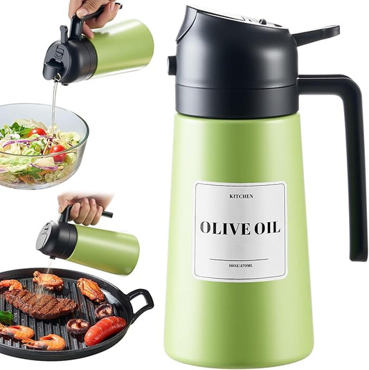 PARACITY 2 in 1 Oil Dipenser Bottle, Stainless Steel (Green-Black) by PARACITY