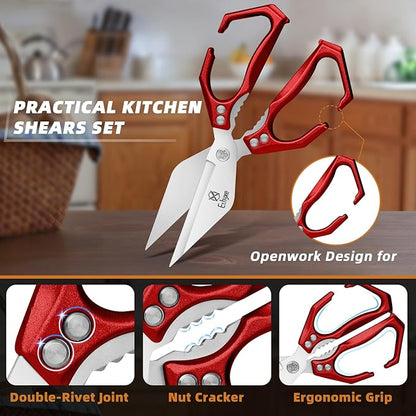 Kitchen Scissors Set Upgraded - Heavy Duty Stainless Steel Kitchen Shears, Sharp Poultry Scissors for Meat, Chicken Bones, and Turkey, Dishwasher Safe - Image 3