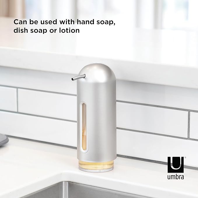 Umbra Penguin 12 oz (355ml) Soap Pump, Kitchen Soap Dispenser, Also Works with Hand Sanitizer, Nickel - Image 8