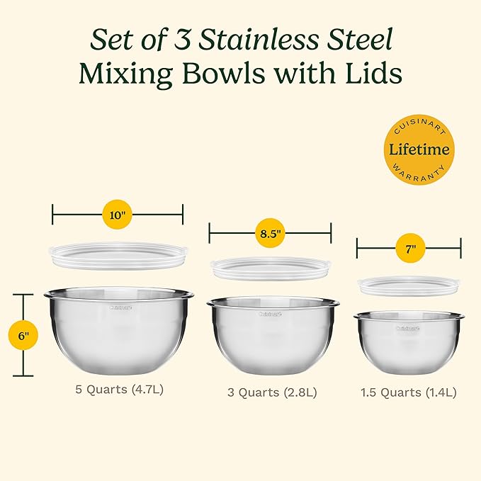 Cuisinart Mixing Bowl Set, Stainless Steel, 3-Piece, CTG-00-SMB - Image 6