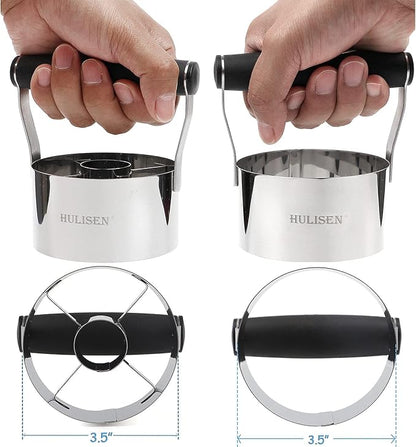 HULISEN Donut Cutter & 3.5 inch Biscuit Cutter (Set of 2), with Soft Grip Handle, Bonus 2 Pcs Small Cookies Cutter - Stainless Steel Professional Baking Dough Tool Set, Gift Package