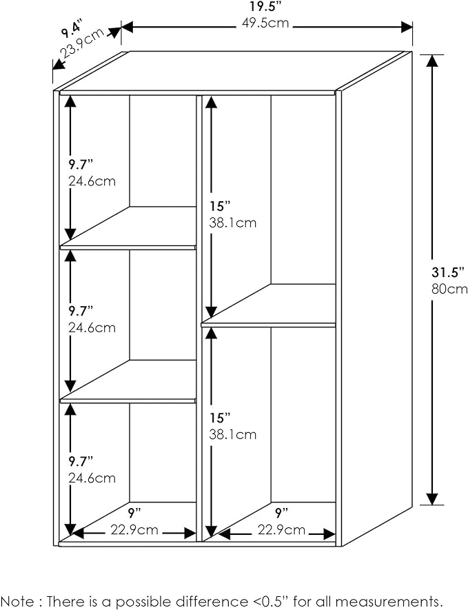 Furinno LUDER Book Shelf, 5-Cube Bookshelf, Reversible Bookcase, 9.4 x 19.5 x 31.5, Easy Assembly, for Living Room, Bedroom, Home Office, White/Light Blue - Image 3