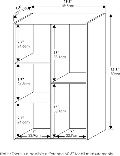 Furinno LUDER Book Shelf, 5-Cube Bookshelf, Reversible Bookcase, 9.4 x 19.5 x 31.5, Easy Assembly, for Living Room, Bedroom, Home Office, White/Light Blue - Image 3