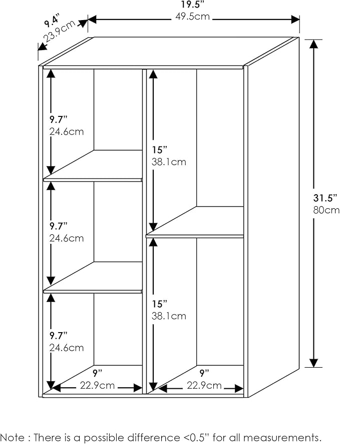 Furinno LUDER Book Shelf, 5-Cube Bookshelf, Reversible Bookcase, 9.4 x 19.5 x 31.5, Easy Assembly, for Living Room, Bedroom, Home Office, White/Pink - Image 3