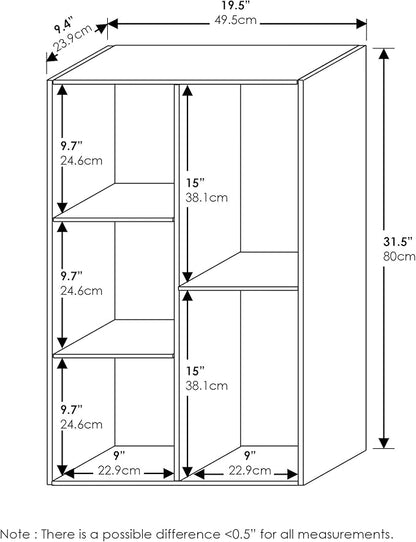 Furinno LUDER Book Shelf, 5-Cube Bookshelf, Reversible Bookcase, 9.4 x 19.5 x 31.5, Easy Assembly, for Living Room, Bedroom, Home Office, White/Pink - Image 3