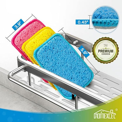 12 Pack Scrub & Wipe Cloths, Dual-Sided Sponges for Kitchen, All-Purpose Cloth for Dishes, Pots, Pans, Non-Stick Cookware, Countertops (Red, Yellow, Blue) - Image 2