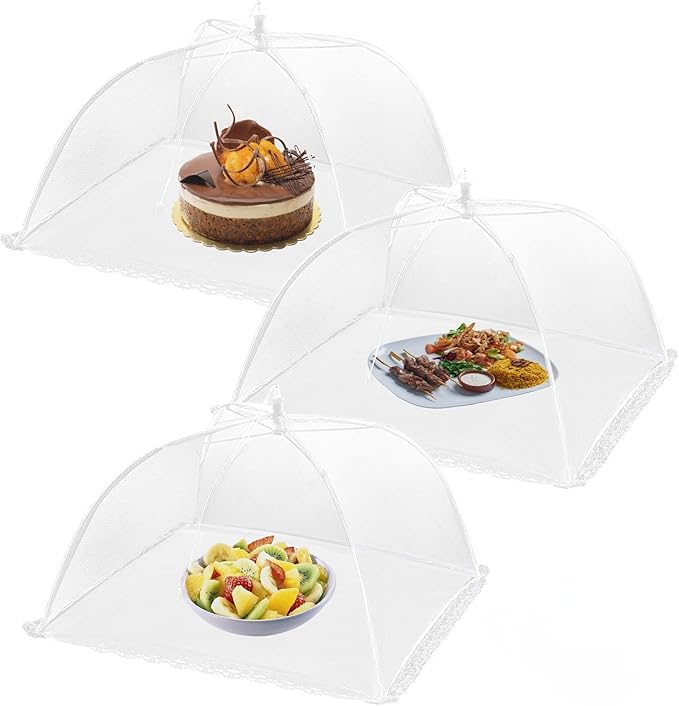 HBlife 3 Pack Pop-Up Mesh Food Cover Tent for Outside,14 Inches Reusable and Collapsible Outdoor Food Covers Net for Party Picnic, BBQ, Camping, Gardening by HBlife