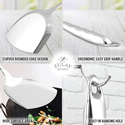 Zulay Kitchen Stainless Steel Wok Spatula - 14.8” Heat-Resistant Metal Turner for Stir-Fry, Sauté & Grilling - Durable, Rust-Proof & Dishwasher Safe Kitchen Utensil for Everyday Use - Image 5
