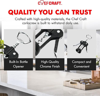 Chef Craft Select Metal Winged Corkscrew, 6.5 inch, Black and Chrome - Image 6