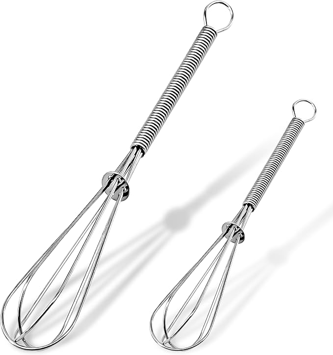 Anaeat Mini Wire Whisks, Set of 2 Portable Stainless Steel Kitchen Tiny Whisk & Egg Beater with Thick Wire - Sturdy Small Mixing Balloon for Cooking, Blending, Whiping, Beating and Stirring (5" + 7") by Anaeat