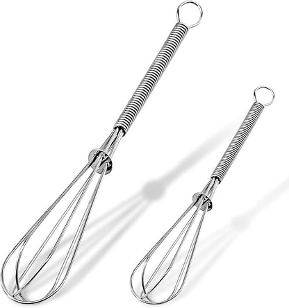 Anaeat Mini Wire Whisks, Set of 2 Portable Stainless Steel Kitchen Tiny Whisk & Egg Beater with Thick Wire - Sturdy Small Mixing Balloon for Cooking, Blending, Whiping, Beating and Stirring (5" + 7") by Anaeat