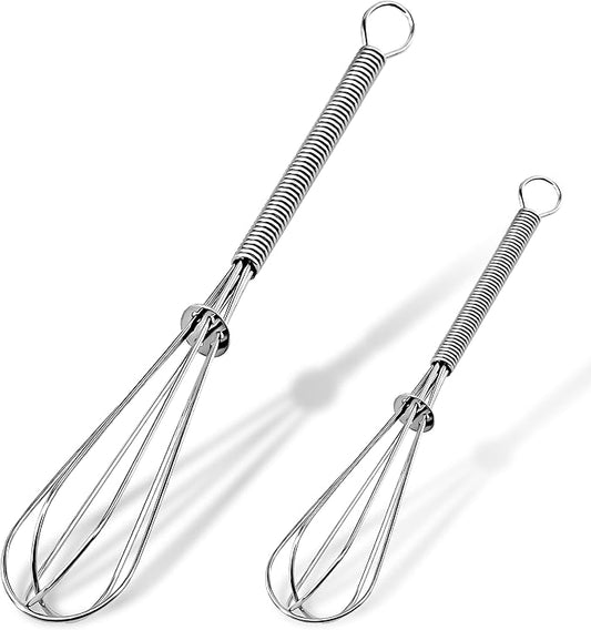 Anaeat Mini Wire Whisks, Set of 2 Portable Stainless Steel Kitchen Tiny Whisk & Egg Beater with Thick Wire - Sturdy Small Mixing Balloon for Cooking, Blending, Whiping, Beating and Stirring (5" + 7") by Anaeat