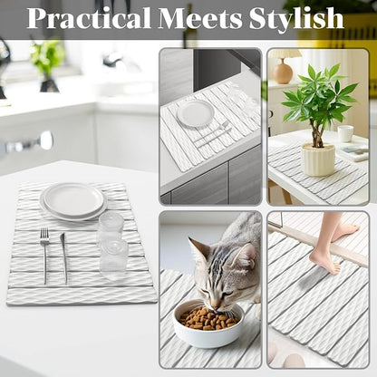Stone Dish Drying Mat for Kitchen Counter, 24"(L)×16" (W) Large Foldable Absorbent Diatomaceous Earth Dish Drying Mat, Kitchen Counter Mats for Dishes Bottles Cups, Match Any Countertop - Wave Pattern - Image 7
