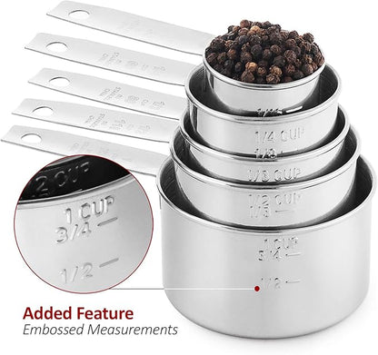 Stainless Steel Measuring Cups, Laxinis world 5 Piece Stackable Measuring Set (1) - Image 4