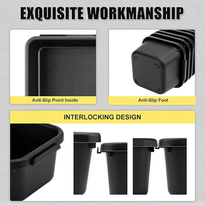 60PCS Tool Box Organizer Tray Divider, More Large Sizes-5 Sizes Desk Drawer Organizers Garage Tool Organizer and Storage, Black Plastic Tray Organizer Bins for Home Office Supplies and Tools