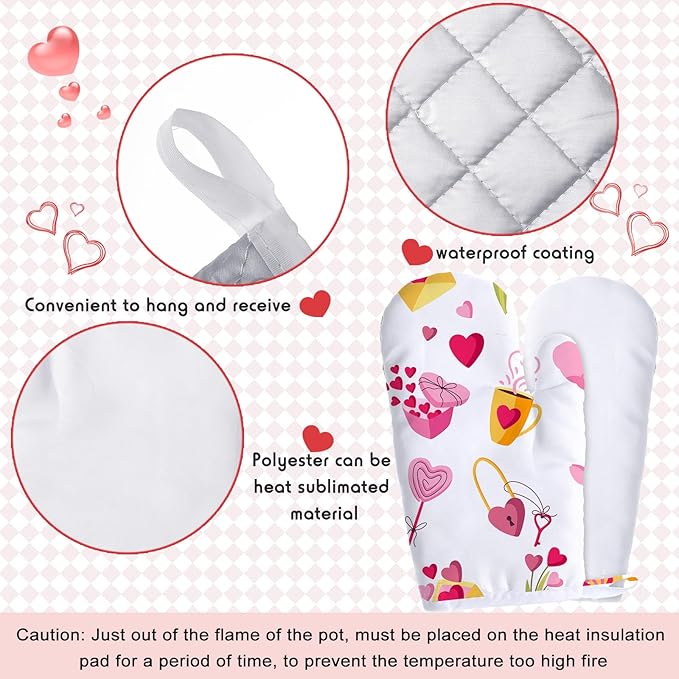 Patelai 20 Pieces Blank Sublimation Oven Mitts Set Include Blank Sublimation Heat Resistance Oven Gloves and Pot Holders for DIY Kitchen Dining Room Accessories