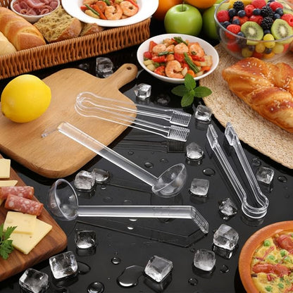 6 Pieces Plastic Serving Utensils Set Including 3 Pcs 1 oz Small Ladle and 3 Pcs Tong Acrylic Long Handle Ladle for Serving Sauce, Soup, Dressing, Punch Bowl, Gravy for Party Banquets Catering(Clear) - Image 4