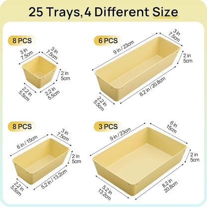 Vtopmart 25 PCS Plastic Drawer Organizers Set, 4-Size Versatile Bathroom and Vanity Drawer Organizer Trays, Storage Bins for Makeup, Bedroom, Kitchen Gadgets Utensils and Office - Image 2