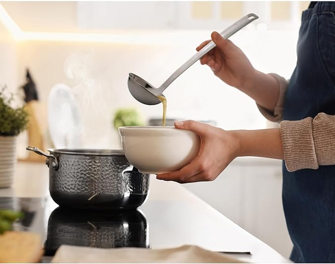 HIC Kitchen Ladle with Long Handle, 18/8 Stainless Steel, 12.5-Inches, 3-Ounce Capacity