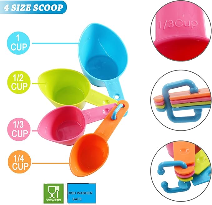 HINMAY Pet Food Scoops Plastic Measuring Cups Set for Dog Cat and Bird Food (Random Color) - Image 2