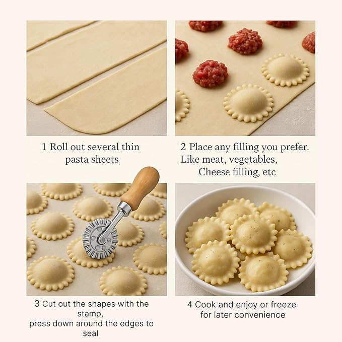 Pastry and Pasta Wheel 1.9 inch – Dough Crimper Ravioli Dumpling Pierogi Cutter – Multi-Purpose Tool for Pizza Baking Cooking and Homemade Meals - Image 8