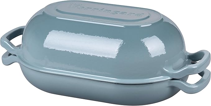 VORRINGARD Enameled Cast Iron Sourdough Bread Oven, Dutch Oven, Loaf Cast Iron Bread Pan for Homemade Bread Baking, Meatloaf Pan with Lid, 5QT, Sea Salt - Image 7
