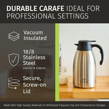 Thermal Coffee Carafe 2L / 68 oz – Updated 2025 Model – Insulated Stainless Steel Coffee Dispenser for Hot & Cold Drinks – 24h Cold / 12h Hot – Coffee Urn & Tea Carafe with Cleaning Brush by Cresimo - Image 7