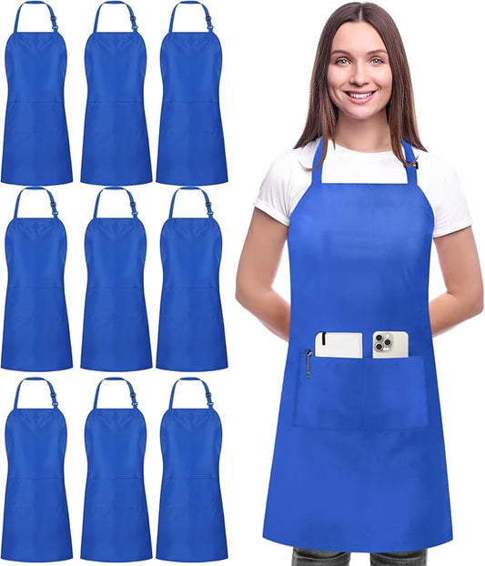 Utopia Kitchen 10 Pack Bib Apron Adjustable with 2 Pockets, Water and Oil Resistant, Cooking Kitchen Chef Apron for Women Men by UTOPIAKITCHEN