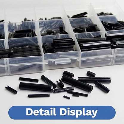 550Pcs Roll Pin Assortment Kit, Slotted Tension Pins, Split Dowels & Expansion Spring Pins, 13 Sizes M1.5 M2 M2.5 M3 M4 M5 M6, Durable Spring Steel for Secure Fastening