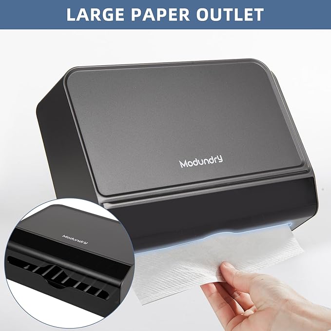 Paper Towel Dispensers Wall Mount, Multifold Z-Fold Paper Towel Holder with Key Lock, Adhesive/Screws Install, Compact Hand Towel Dispenser for Home Bathroom, Restroom, Office, Gray