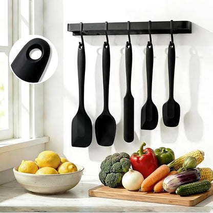 5 Pieces Silicone Spatula Set BPA Free Non Stick Rubber Spatula Heat Resistant Set Ideal for Baking Cooking Mixing Dishwasher Safe Kitchen Tools Black - Image 6