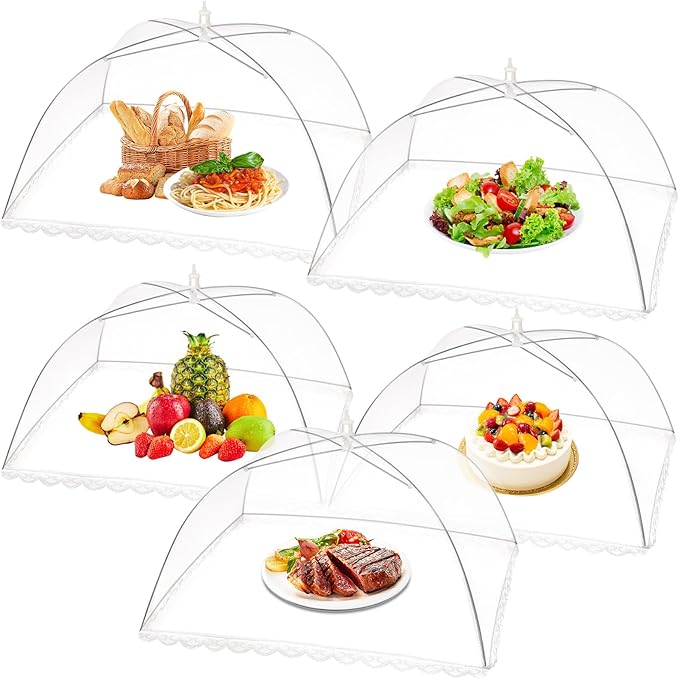 5 Pack Food Cover Tents, Food Covers for Outdoors, Mesh Cover, Reusable and Collapsible Outdoor Picnic Net for Parties Picnics, BBQs, Fruit Covers by ZAUGONTW