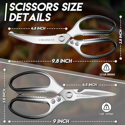 TIJERAS Kitchen Scissors Set Black - Stainless Steel Kitchen Shear, Sharp Meat Scissors Dishwasher Safe, Heavy Duty Poultry Shears, Japanese Cooking Scissor for Food, Chicken, Gifts for Women - Image 7