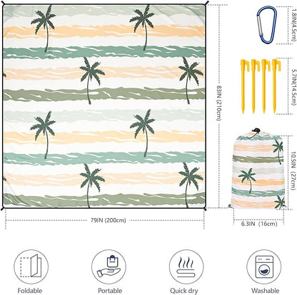 HIHOHO Beach Blanket Waterproof Sandproof Extra Large Beach Mat 79" X 83"/120"x108"for 1-8 Adults Quick Drying Durable Outdoor Picnic Mat for Beach Travel Camping Hiking