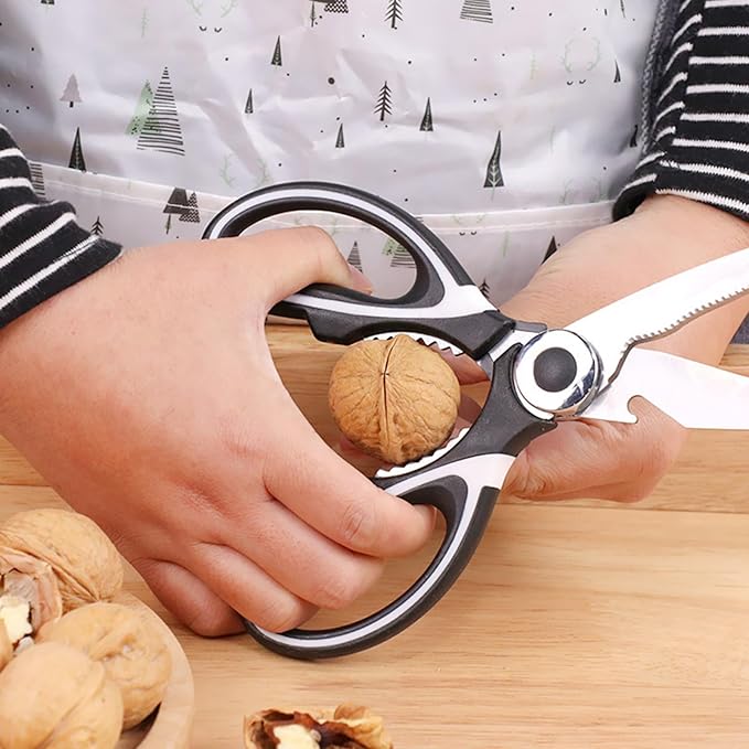 NileHome Kitchen Scissors, Stainless Steel Scissors All Purpose Heavy Duty, Kitchen Scissors for Food Dishwasher Safe, Kitchen Shears for Kitchen Meat Chicken Fish Poultry Herb Bread (Black White) - Image 5