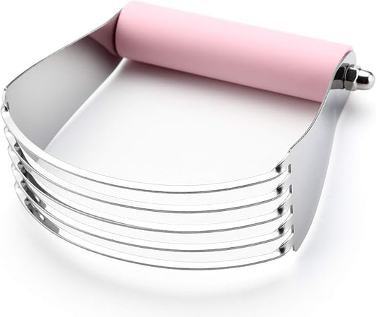 Spring Chef Large Dough Blender For Baking, Professional Dough Cutter Tool, Stainless Steel Puff Pastry Cutter Tool, Dishwasher Safe Pastry Blender for Easy Mixing - Pink Lemonade by SpringChef