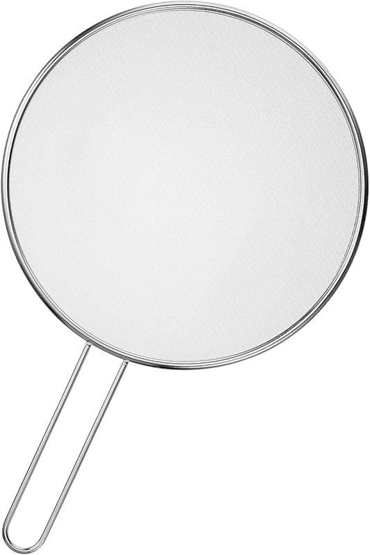 7.5 in Grease Splatter Guard Stainless Steel Splatter Guard for Frying Pan Oil Splatter-Screen with Comfortable Grip Handle and Ultra Fine Mesh (Diameter 19 cm,Handle 14.3cm) by Unknown